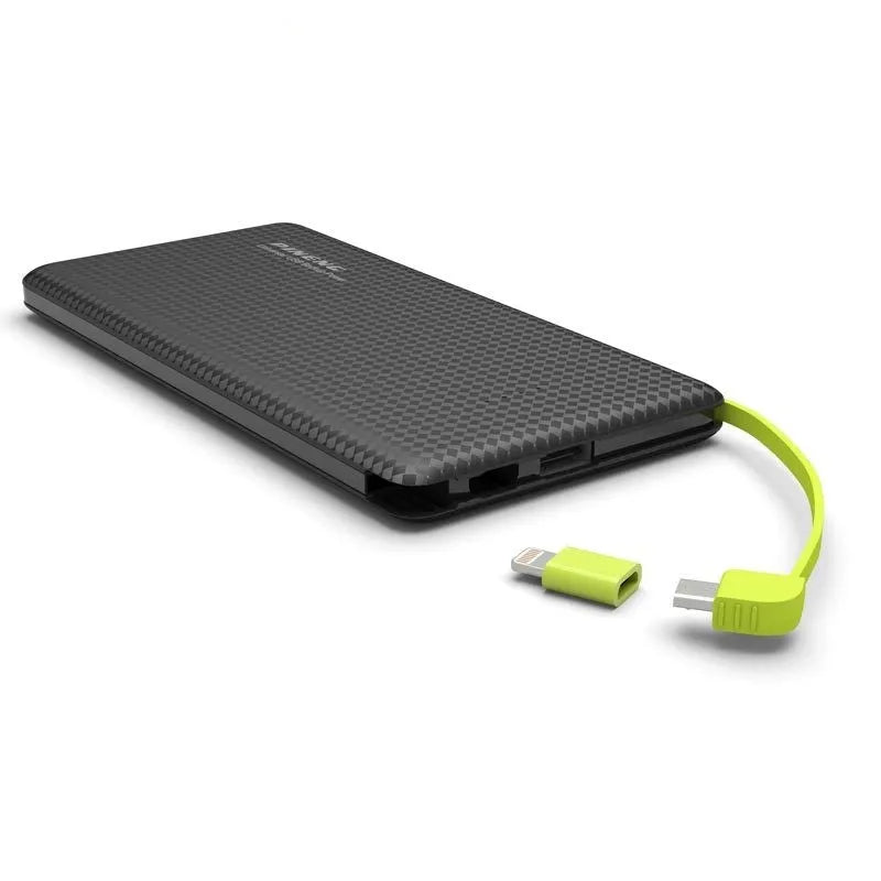 10000mAh power bank, dual USB output, polymer battery, LED indicator, 156x77x12mm, black or white