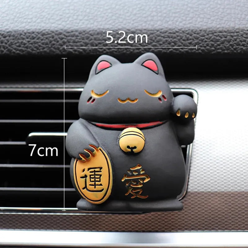 Black and white cat resin car vent aromatherapy clip with essential oil diffuser