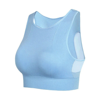 No Underwire Mesh Sports Bra in various colours, perfect for workouts and daily comfort.