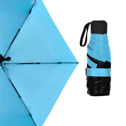 Compact, foldable umbrella in various colours offering premium weather protection and UV shielding