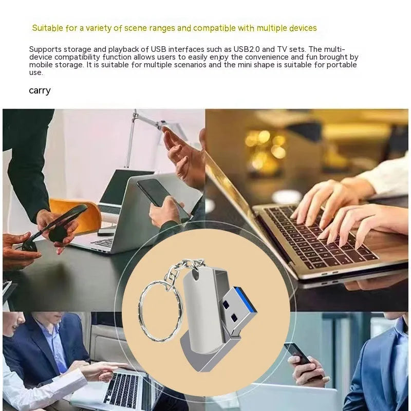 White metal rotating USB flash drive showing compact chunky design
