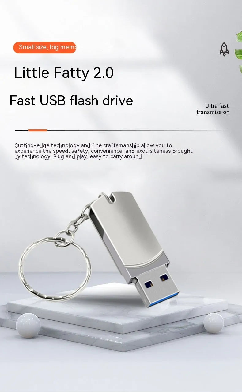 White metal rotating USB flash drive showing compact chunky design