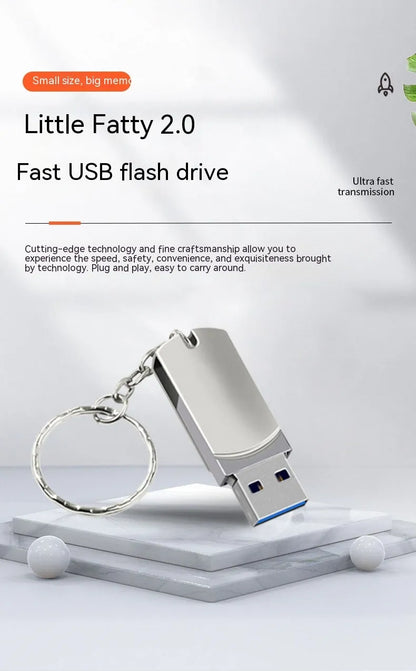 White metal rotating USB flash drive showing compact chunky design