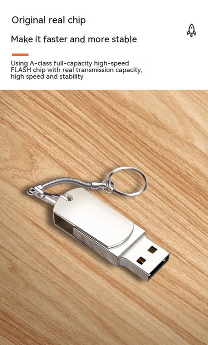 White metal rotating USB flash drive showing compact chunky design