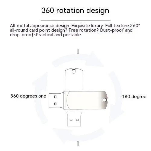 White metal rotating USB flash drive showing compact chunky design