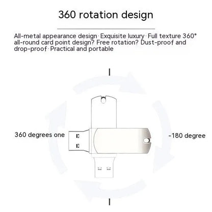 White metal rotating USB flash drive showing compact chunky design