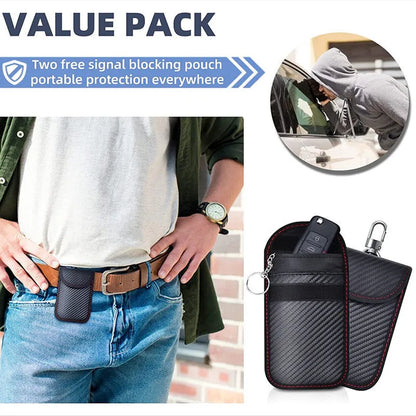 Black carbon fibre anti-theft shielding box suit with two key cases for RFID protection