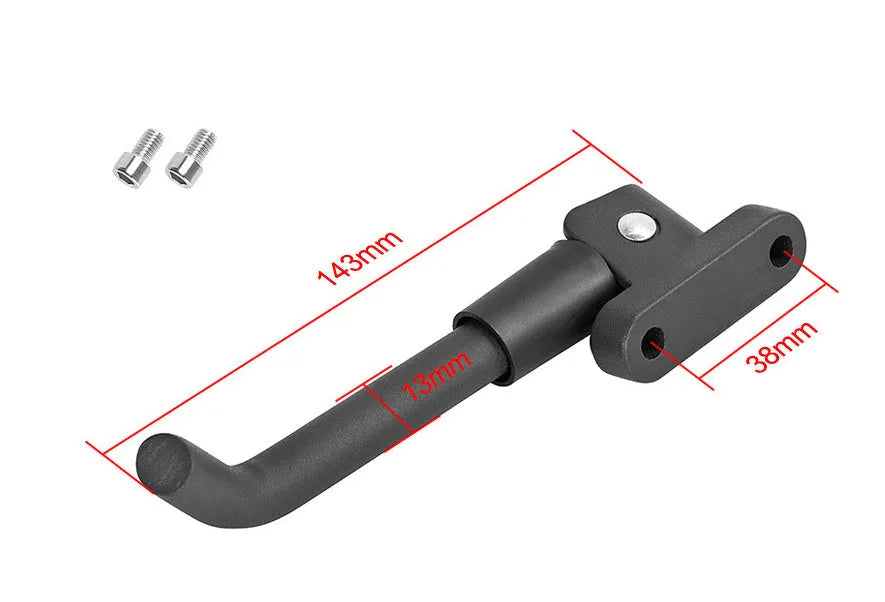 Aluminium electric scooter foot brace accessory in black, white and grey colours with mounting screws