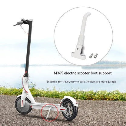 Aluminium electric scooter foot brace accessory in black, white and grey colours with mounting screws