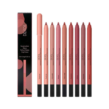 Matte lipstick and lipliner velvet mist, 0.6g, 14.9cm, shown in shades C01 to C08