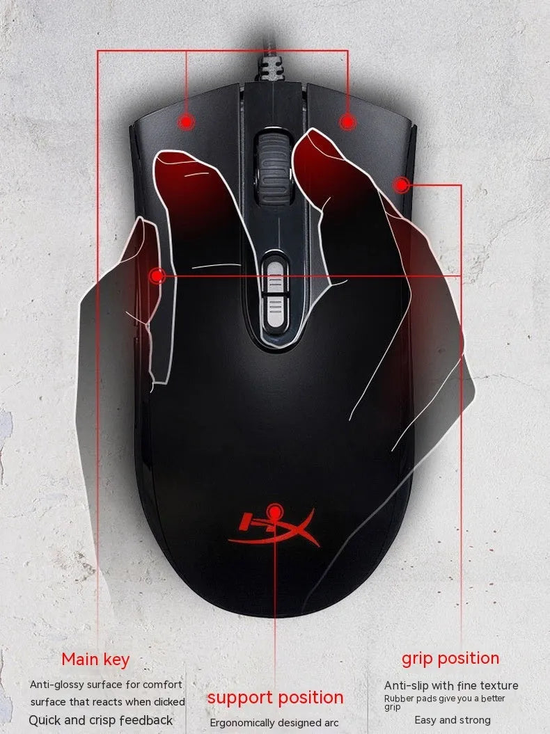 Pulse RGB wired gaming mouse in black colour with USB cable and RGB lighting