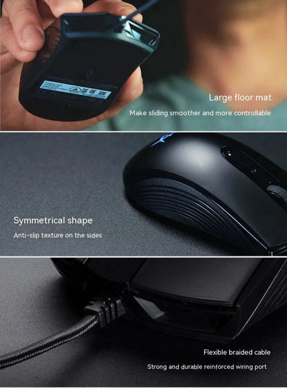Pulse RGB wired gaming mouse in black colour with USB cable and RGB lighting