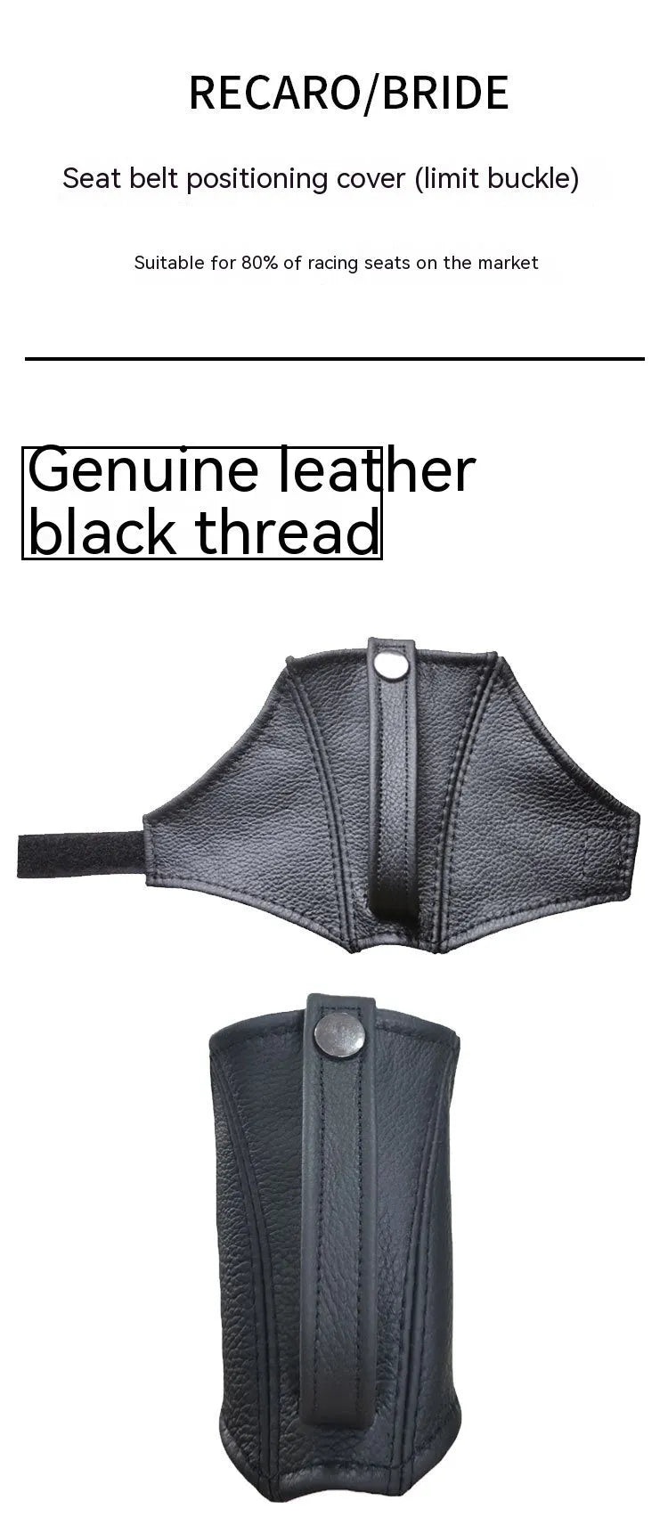 Genuine leather racing seat belt cover for bucket seats in multiple colour options