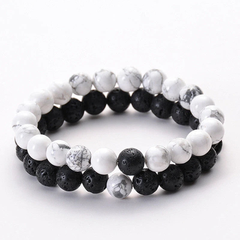 Stylish black matte green malachite elastic bracelets for women and men