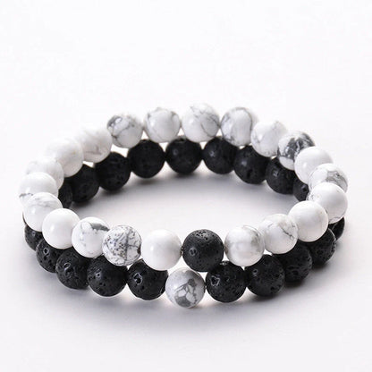 Stylish black matte green malachite elastic bracelets for women and men