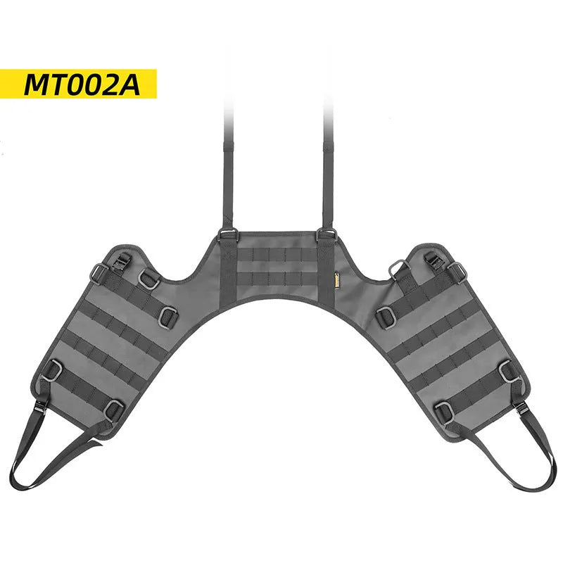 Black polyester motorcycle fuel tank mount base measuring 100cm by 40cm with side storage panels