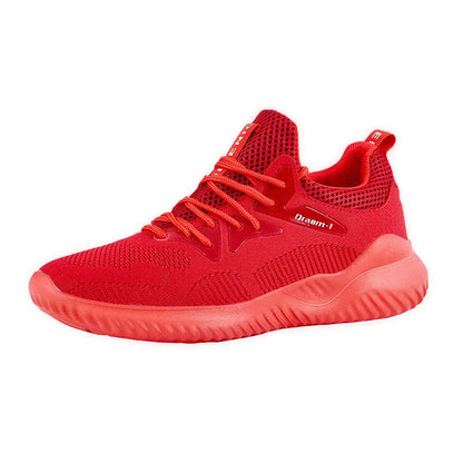 Men's low-top running shoes in breathable mesh fabric with a front strap and MD rubber sole.