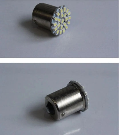 22-LED automotive replacement lamp for 1156 and 1157 brake light and turn signal sockets.