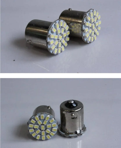 22-LED automotive replacement lamp for 1156 and 1157 brake light and turn signal sockets.