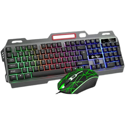 Luminous gaming keyboard and mouse combo in black or white colours with photoelectric technology