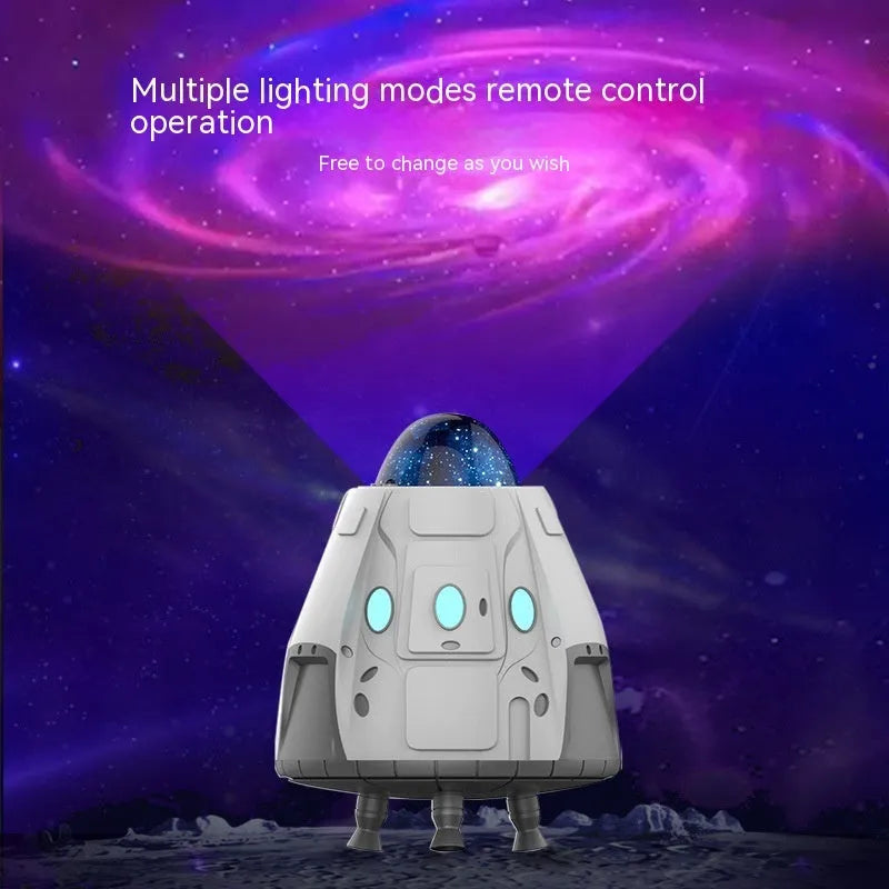 White capsule-shaped Bluetooth northern lights ambience light with remote control