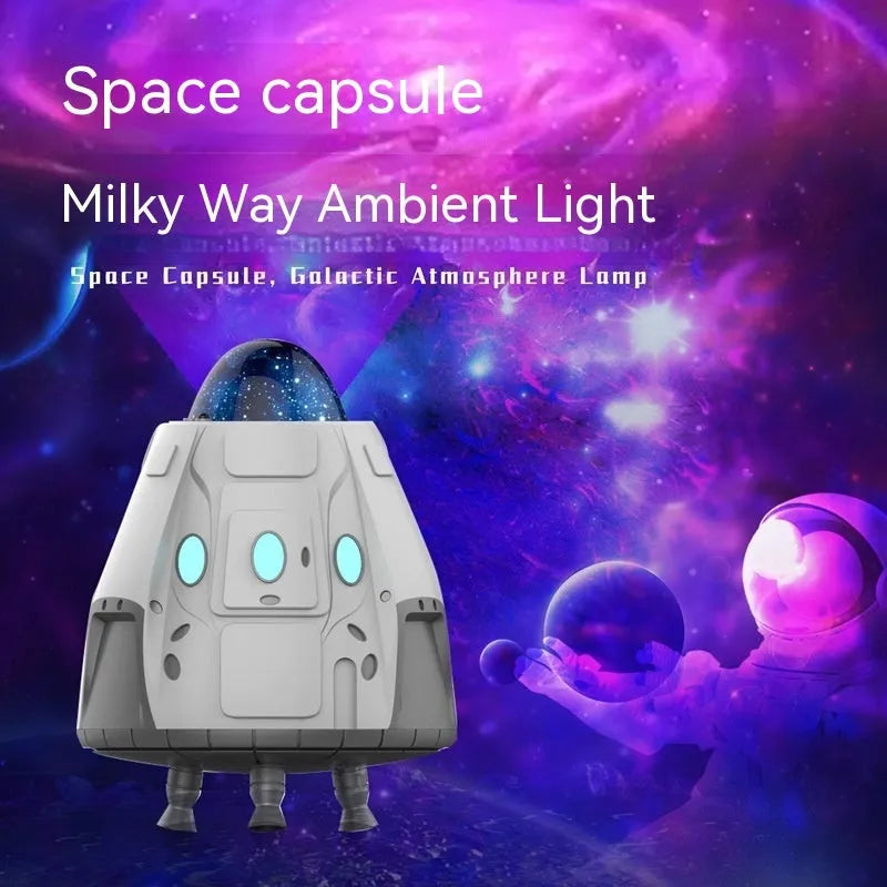 White capsule-shaped Bluetooth northern lights ambience light with remote control
