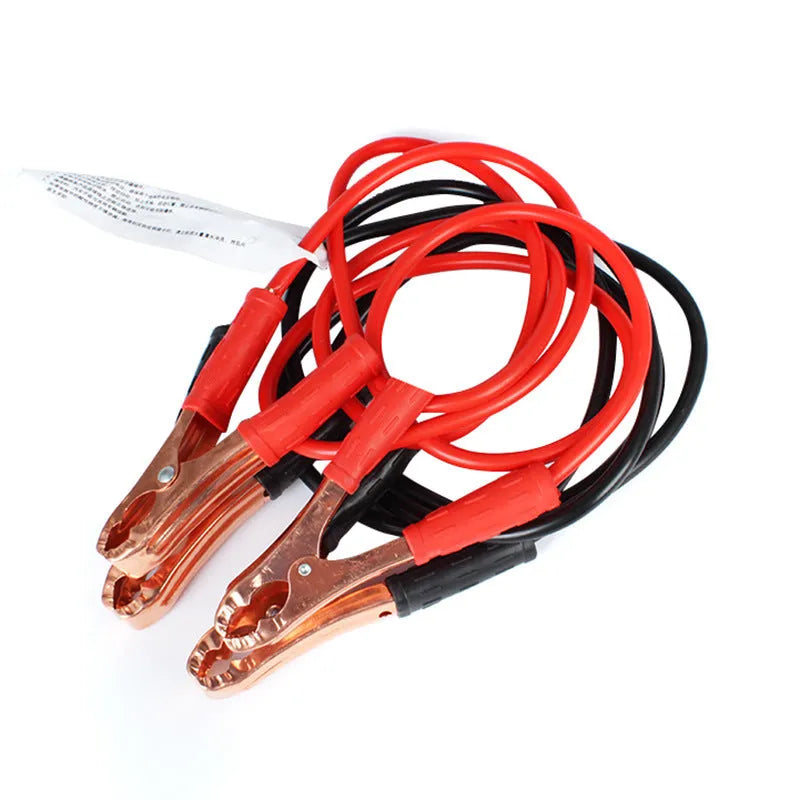 Car battery emergency kit with black and red 500A copper clamps and 2 metre cables