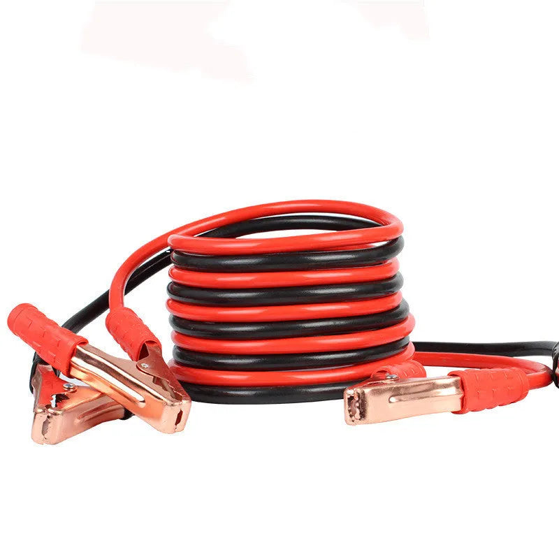 Car battery emergency kit with black and red 500A copper clamps and 2 metre cables