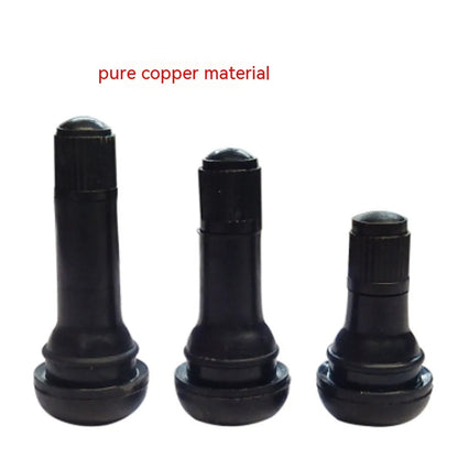 Copper automotive tyre valve kit showing TR412 TR413 TR414 sizes with black finish