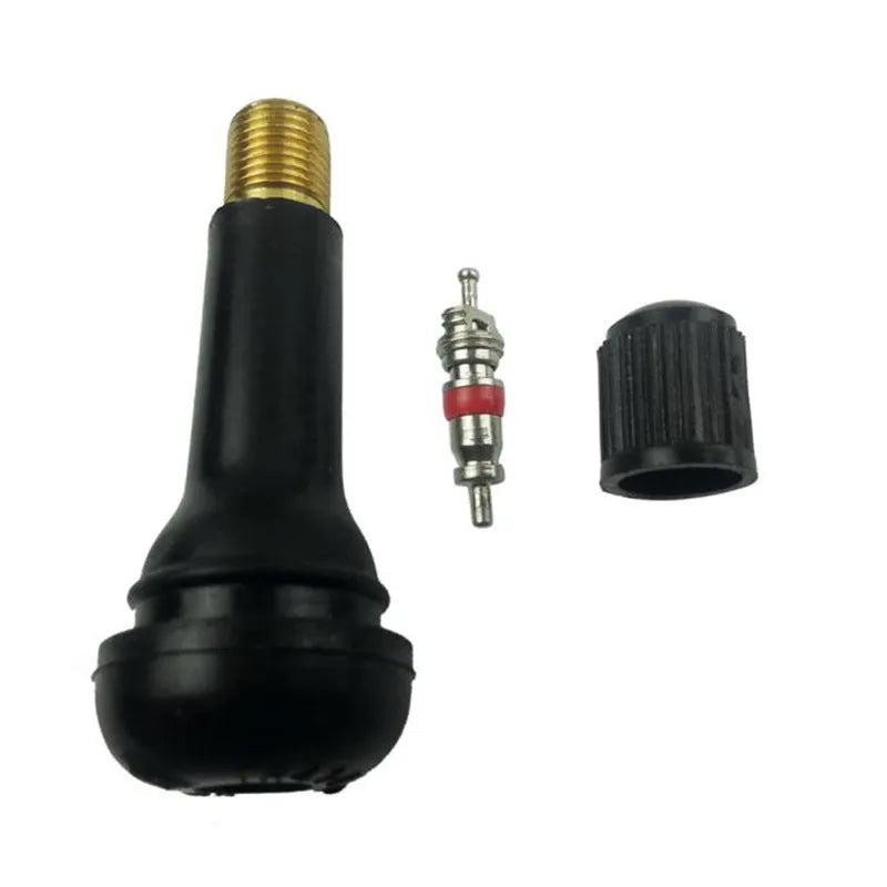 Copper automotive tyre valve kit showing TR412 TR413 TR414 sizes with black finish