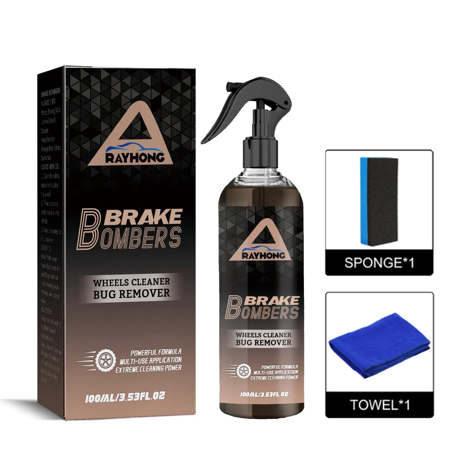 120ml car brake cleaner spray bottle with sponge towel for rust removal and polishing