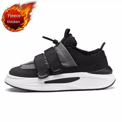 Men's black and grey striped platform sneakers with PVC sole
