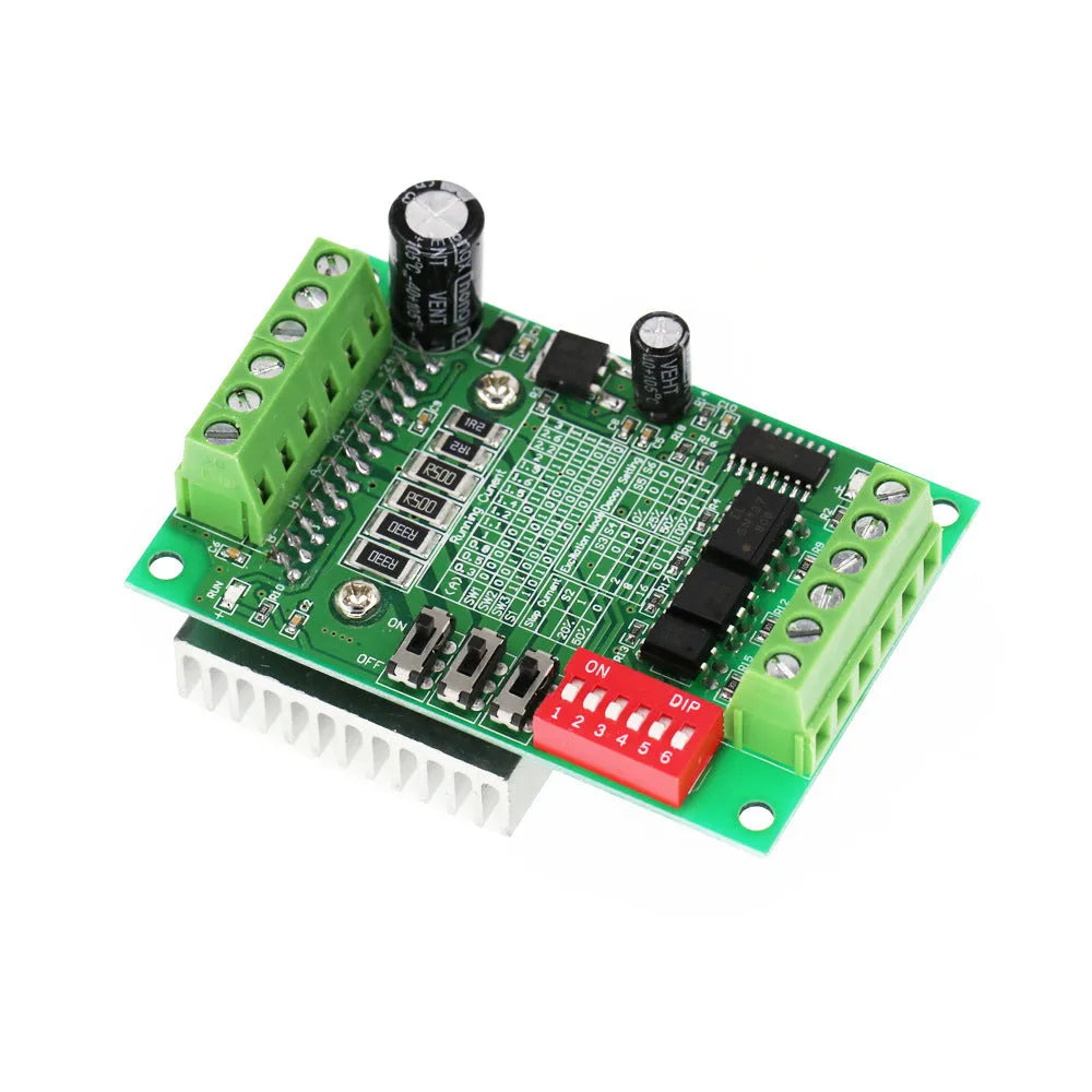 TB6560 3A stepper motor driver module on a green PCB with a large heatsink.
