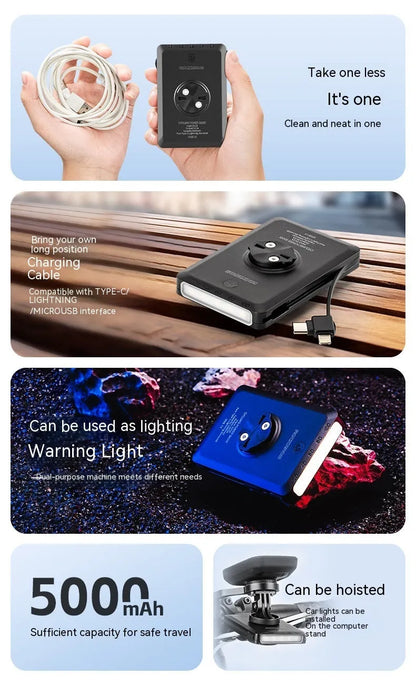 Bicycle light power bank with cable, 5000mAh mobile power bank and car light in mobile power car light colour