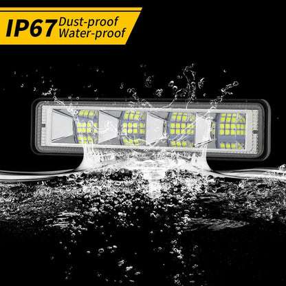 Four compact aluminium LED work lights in work light white colour, suitable for vehicle mounting.