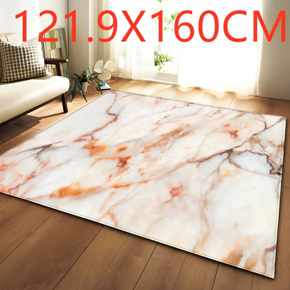 Polyester marble pattern carpet in 121.9x160cm and 50x80cm sizes for floor protection