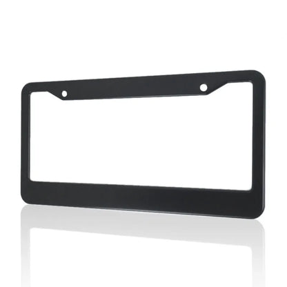 Minimalist aluminium alloy licence plate frame for American Standard cars showing style options.