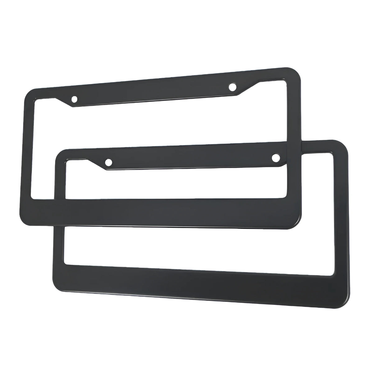 Minimalist aluminium alloy licence plate frame for American Standard cars showing style options.