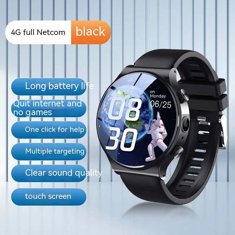 Black and white smart watch with 1.28 inch screen on wrist, showing USB charging cable.