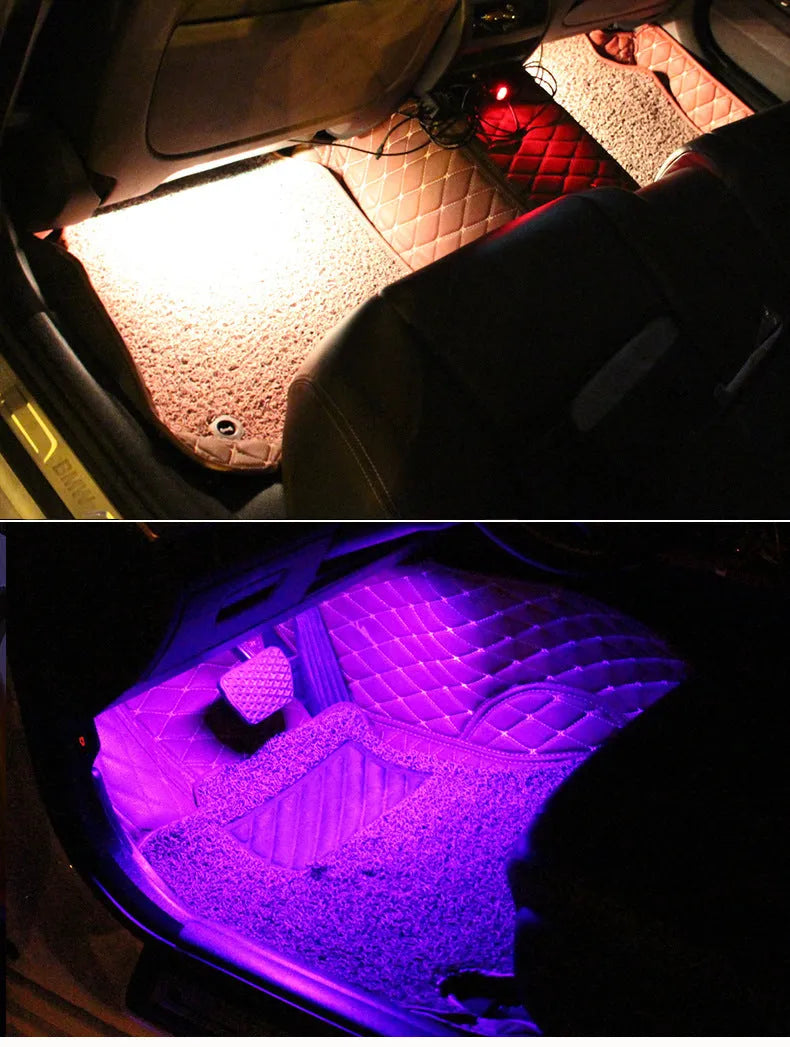 Car interior LED atmosphere lighting system with eight colours and voice control