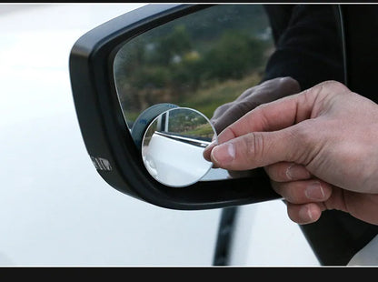 Two silver 5cm convex car blind spot mirrors with adjustable mounting