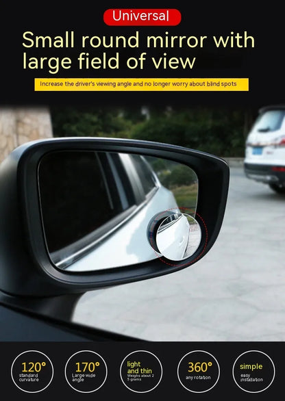 Two silver 5cm convex car blind spot mirrors with adjustable mounting