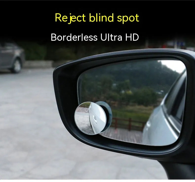 Two silver 5cm convex car blind spot mirrors with adjustable mounting