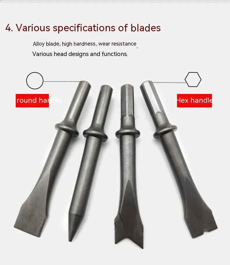 150mm pneumatic air hammer tool with hexagonal and round handle options for rust removal applications