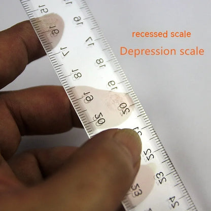 Plastic T-square ruler measuring 30cm with transparent or orange-yellow finish options.