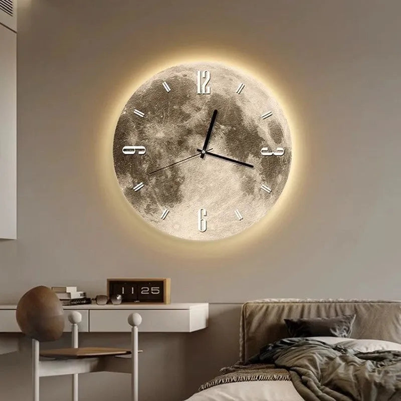 Modern wall clock with optional LED ambient light in 30cm, 40cm, or 50cm sizes.