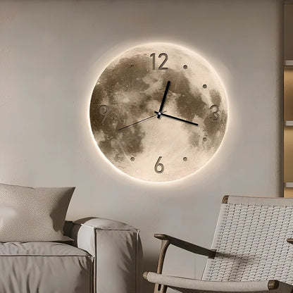 Wall clock in 40cm diameter with LED ambient light and 2m USB cable, plastic shell for living room display