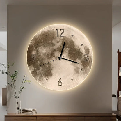 Wall clock in 40cm diameter with LED ambient light and 2m USB cable, plastic shell for living room display