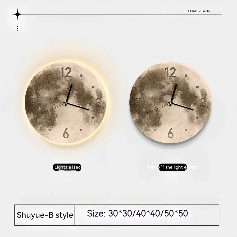 Wall clock in 40cm diameter with LED ambient light and 2m USB cable, plastic shell for living room display