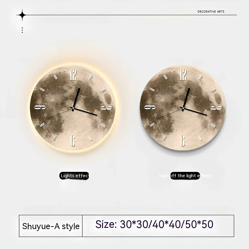Wall clock in 40cm diameter with LED ambient light and 2m USB cable, plastic shell for living room display